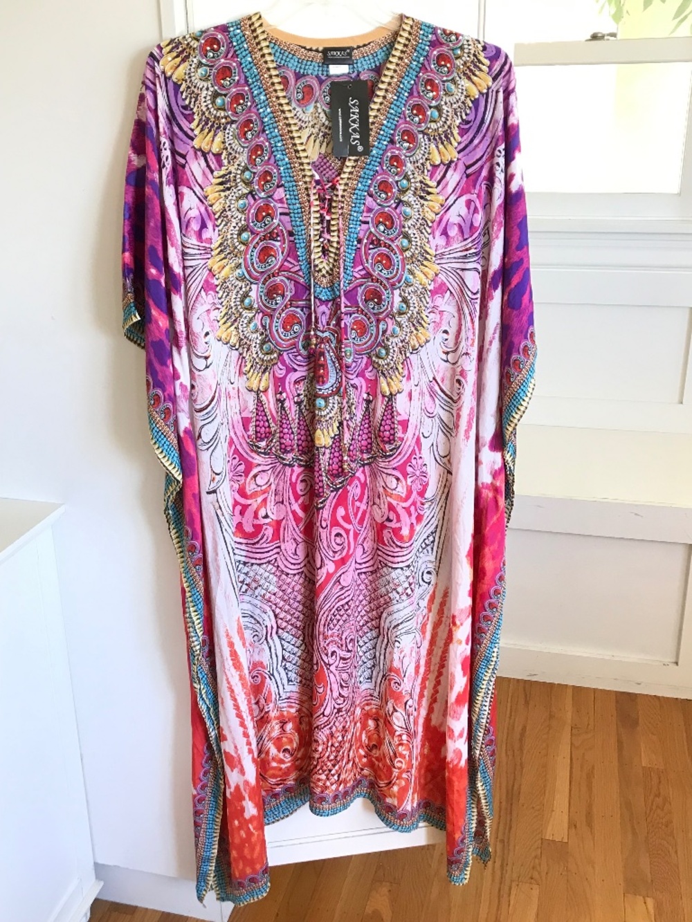 SAKKAS Caftan Coverup Boho Maxi Midi Dress Women’s Plus Size 2X Oversized